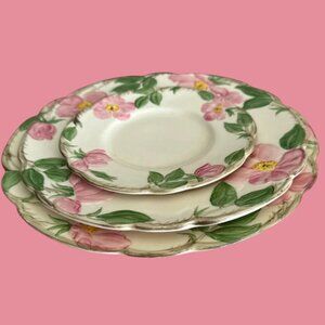 Franciscan Desert Rose Plate Trio – 6" 9.5" 10.5" USA Pink Floral Read